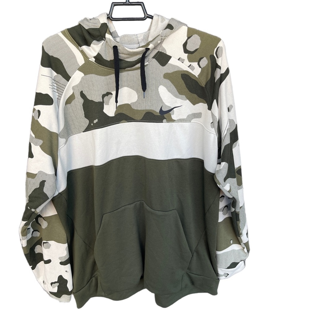 Nike Army Green Camo Hooded Sweatshirt Mens Size 3XL